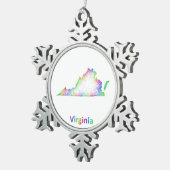 虹のヴァージニアの地図 スノーフレークピューターオーナメント (右)