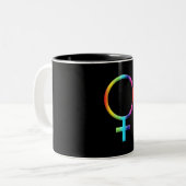 虹のヴィーナスシンボル 占星術 十二星座 惑星のサイン ツートーンマグカップ (正面左)