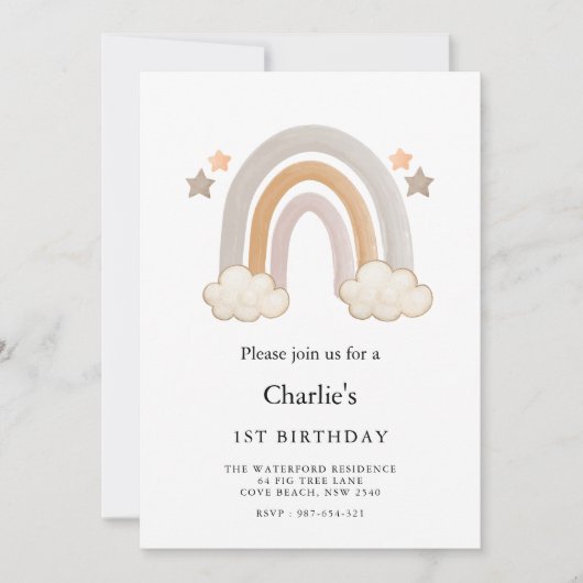 虹の一歳の誕生日 招待状 (正面)