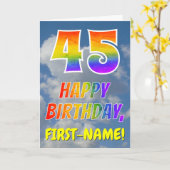 虹の一見"45"及び"ハッピーバースデー"、雲、空 カード (黄色い花)
