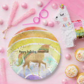 虹の一角獣は常に金ゴールド紙吹雪 ペーパープレート (パーティー)