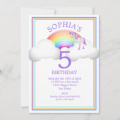 虹の一角魔法のかわいい誕生日 招待状 (正面)