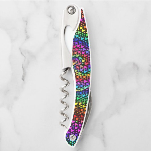 虹の三角形のウェイターのコルクせん抜きの栓抜き ソムリエナイフ (正面)