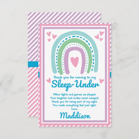 虹の上で半分眠っている下で眠る サンキューカード (正面/裏面)