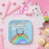 虹の上にフィギュアのカップルを描く ペーパープレート (パーティー)