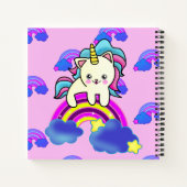 虹の上に座る愛らしい一角獣猫 ノートブック (裏面)