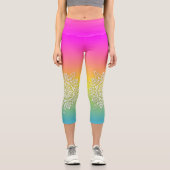 虹の上に白いドリーレースマンダラグラデーション カプリレギンス (正面)