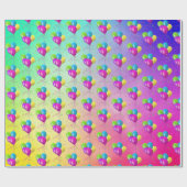 虹の上のコンフェッティ付きの誕生日風船 ラッピングペーパー (フラット)