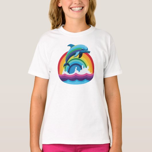 虹の上のドルフィンフリッピン Tシャツ (正面)