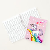 虹の上の可愛いユニコーン + 名前 ノートブック (内部)
