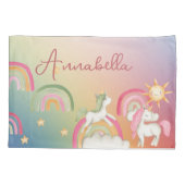 虹の上の可愛いユニコーン 枕カバー (裏面)