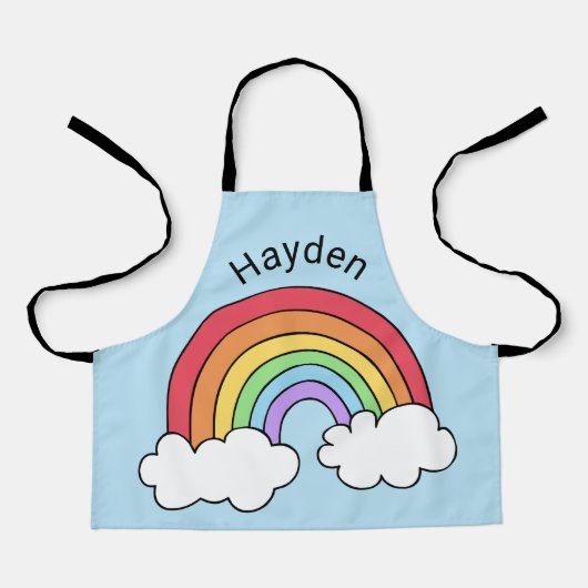 虹の上の名前パーソナライズされた エプロン (正面)