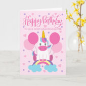 虹の上の孫娘ユニコーン 誕生日 カード (黄色い花)