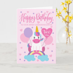 虹の上の孫娘ユニコーン 2歳の誕生日 カード