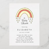 虹の上の少し赤ちゃんシャワー金ゴールド押された 箔招待状 (正面)