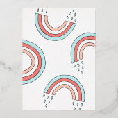 虹の上の少し赤ちゃんシャワー金ゴールド押された 箔招待状 (裏面)