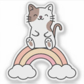 虹の上の猫 シール (正面)