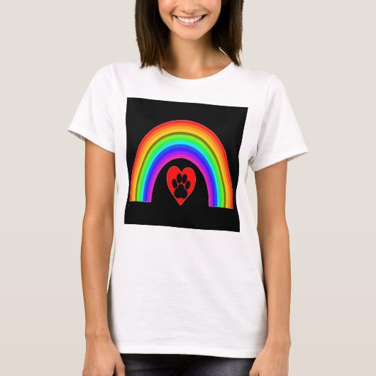 虹の下に前足のあるTシャツハート Tシャツ (正面)