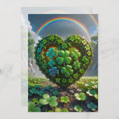 虹の下のシャムロックで作られたハート シーズンカード (正面/裏面)