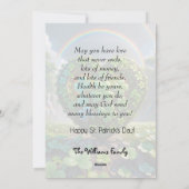 虹の下のシャムロックで作られたハート シーズンカード (裏面)