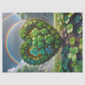 虹の下のシャムロックで作られたハート 薄葉紙 (正面)