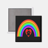 虹の下の手を持つ磁石ハート マグネット (正面/裏面)