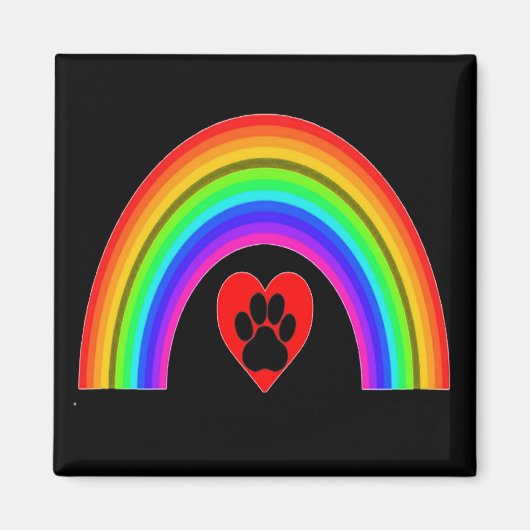 虹の下の手を持つ磁石ハート マグネット (正面)