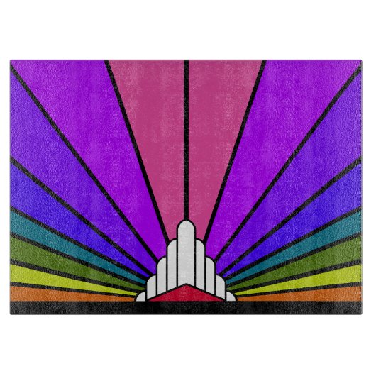 虹の中のアールデコ太陽 カッティングボード (正面)