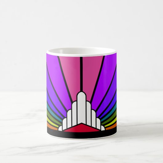 虹の中のアールデコ太陽 コーヒーマグカップ (中央)