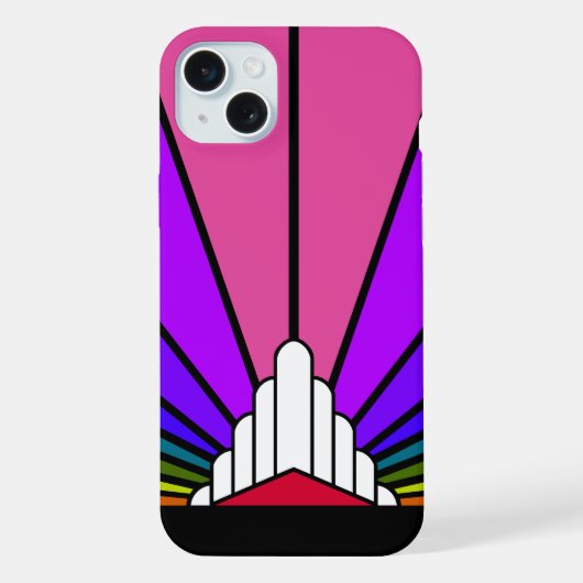 虹の中のアールデコ太陽 iPhoneケース (裏面)