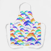 虹の中の美しいイルカと名 エプロン (正面)