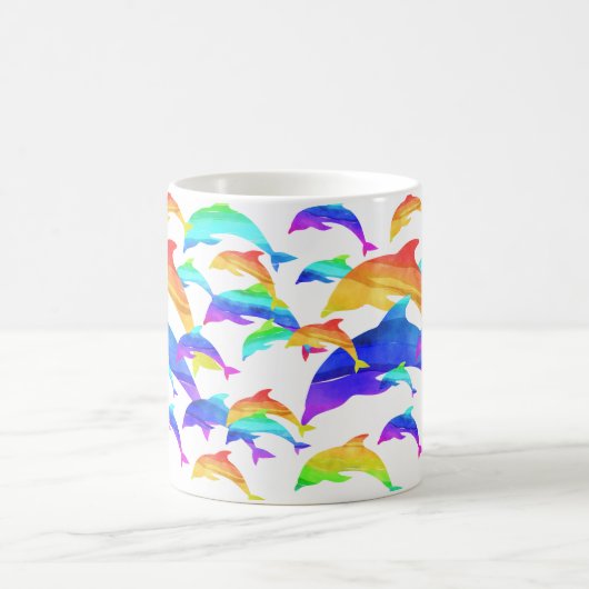虹の中の美しいイルカと名 コーヒーマグカップ (中央)
