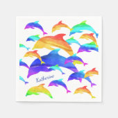 虹の中の美しいイルカと名 スタンダードカクテルナプキン (正面)