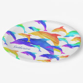 虹の中の美しいイルカと名 ペーパープレート (アングル)