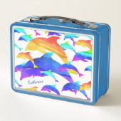 虹の中の美しいイルカと名 メタルランチボックス (裏面)