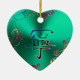 虹の中国のな平和ハートのクリスマスのオーナメント セラミックオーナメント