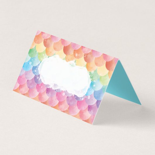 虹の人魚の水彩画の座席表 名刺 (正面)