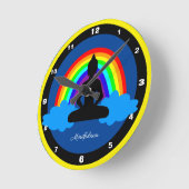 虹の仏と心を込めた瞑想/ヨガ ラウンド壁時計 (傾斜)