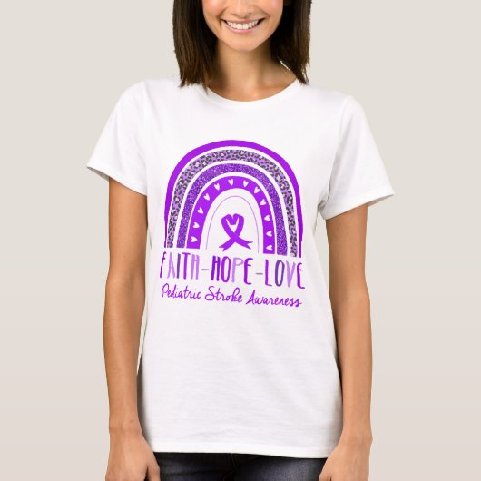 虹の信仰 希望 愛 小児脳卒中啓発 Tシャツ (正面)