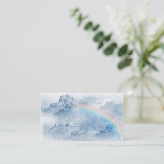 虹の個人事業カードが付いている雲 名刺 (スタンド正面)