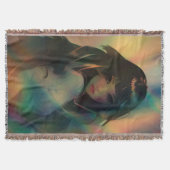 虹の光に囲まれたアニメの少女のアートワーク スローブランケット (正面)