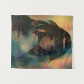 虹の光に囲まれたアニメの少女のアートワーク タペストリー (正面(横))