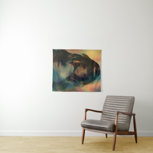 虹の光に囲まれたアニメの少女のアートワーク タペストリー (インサイチュ(横))