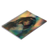 虹の光に囲まれたアニメの少女のアートワーク ノートブック (左側)