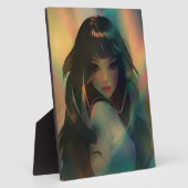 虹の光に囲まれたアニメの少女のアートワーク フォトプラーク (側面)