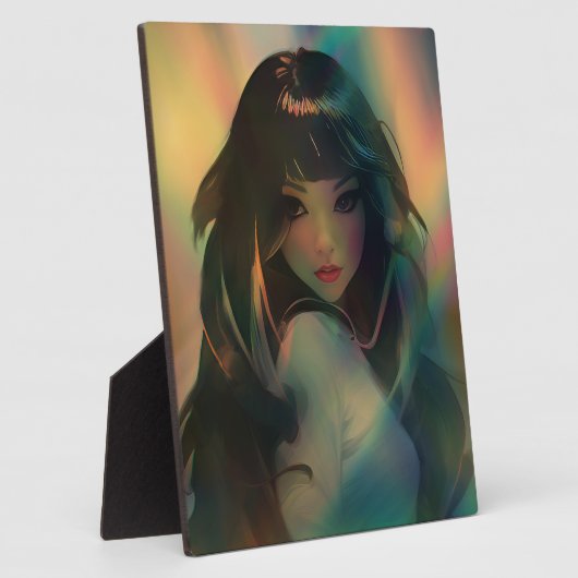 虹の光に囲まれたアニメの少女のアートワーク フォトプラーク (側面)