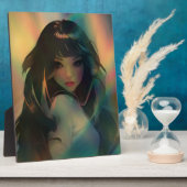 虹の光に囲まれたアニメの少女のアートワーク フォトプラーク (側面)