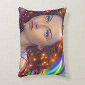 虹の光を放つ夢見心地の少女 アクセントクッション (正面(垂直))