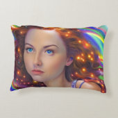 虹の光を放つ夢見心地の少女 アクセントクッション (裏面)