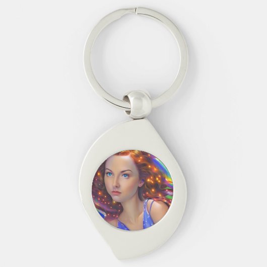 虹の光を放つ夢見心地の少女 キーホルダー (正面)